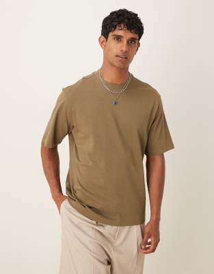Mango – Locker geschnittenes T-Shirt aus Baumwolle in Khaki - view 1