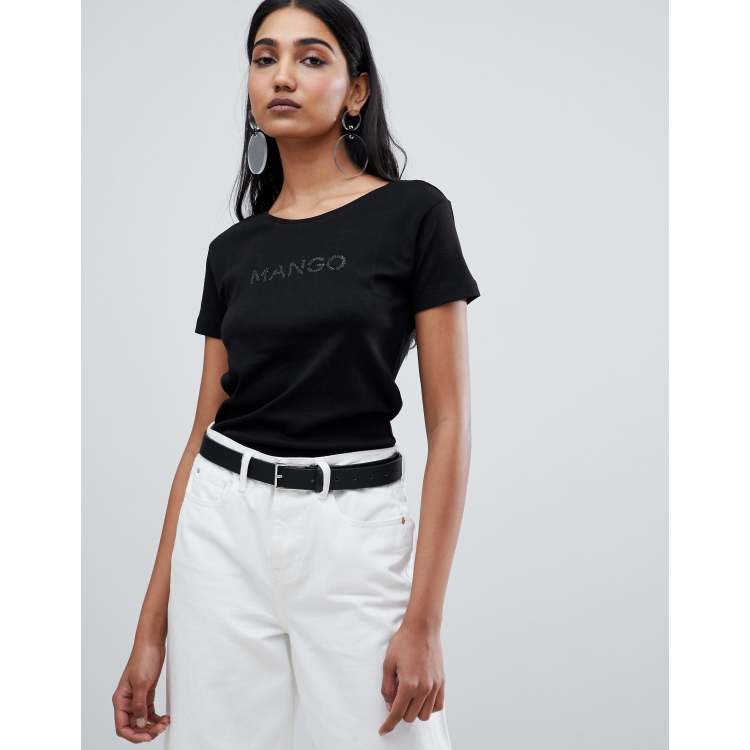 Mango logo t-shirt In black