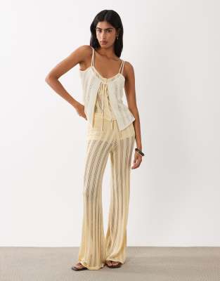 Mango Lolai knit flared pants in pastel yellow - part of a set