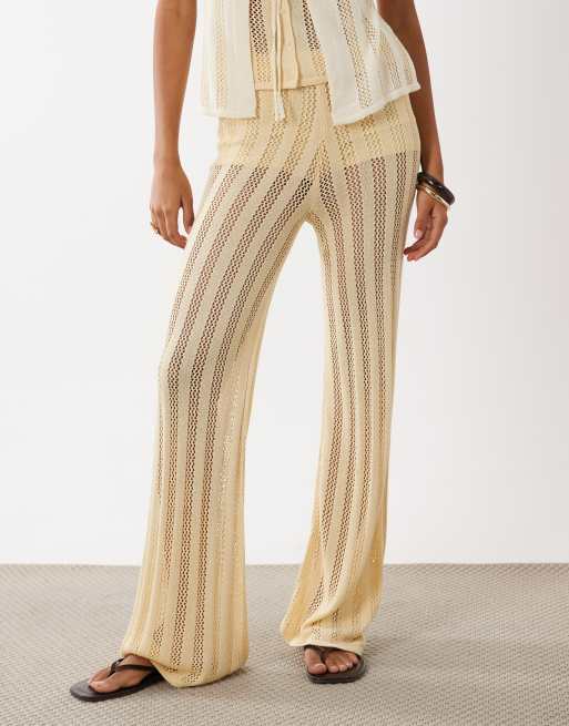 Mango Lolai knit flared pants in pastel yellow - part of a set, 2 of 5