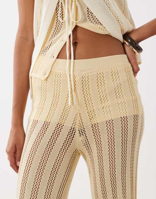 Mango Lolai knit flared pants in pastel yellow - part of a set, 4 of 5