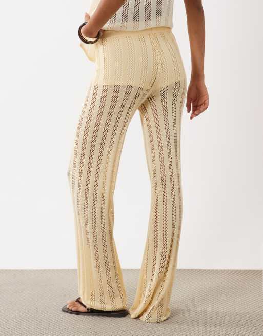 Mango Lolai knit flared pants in pastel yellow - part of a set, 5 of 5