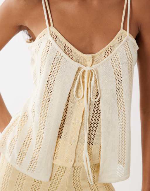 Mango Lolai knit v-neck strappy cami top in pastel yellow - part of a set, 3 of 4