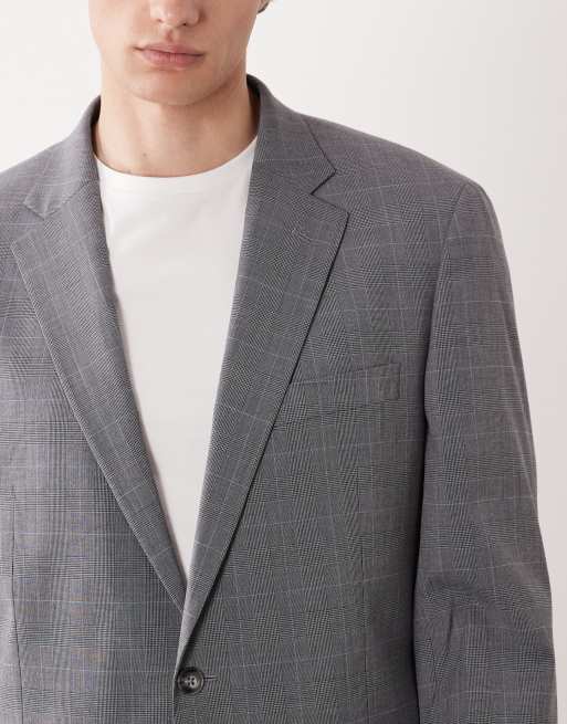 Mango London – Regular-Fit-Anzugblazer in Grau mit feinem Karomuster, Kombiteil, 3 von 5