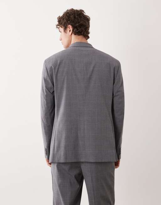 Mango London – Regular-Fit-Anzugblazer in Grau mit feinem Karomuster, Kombiteil, 5 von 5