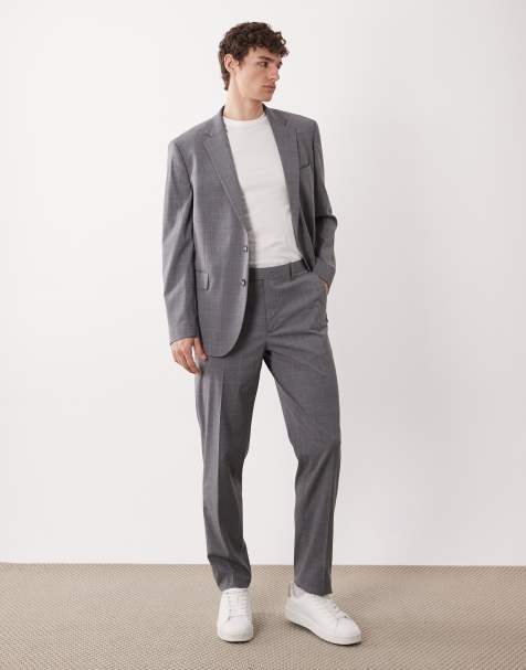 Mango - London - Regular-fit elegante pantalon met fijne ruitprint in grijs, deel van co-ord set - view 1
