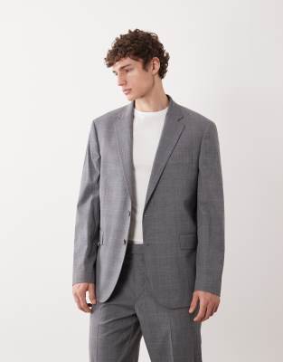 Mango London Regular Fit Fine Plaid Print Suit Blazer In Gray