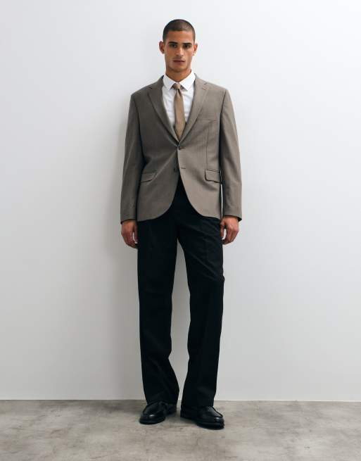 Mango London schmal geschnittener Anzugblazer als Kombiteil in Hellbraun, 2 von 5