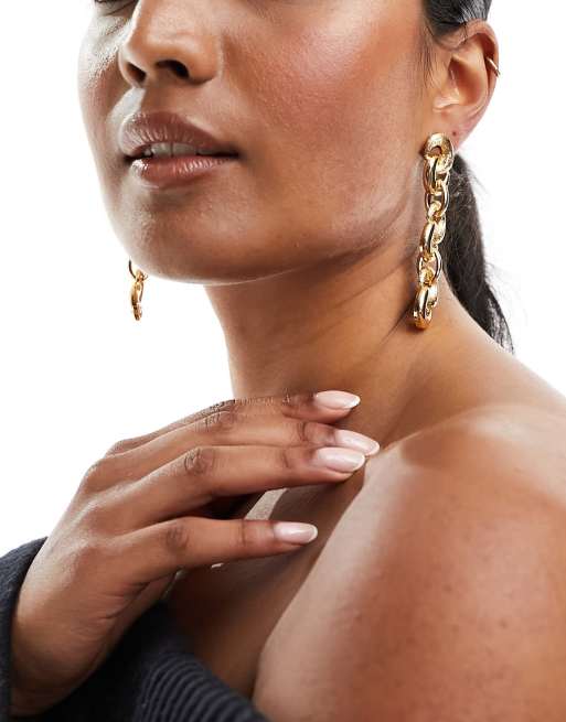 Mango long chain earrings gold