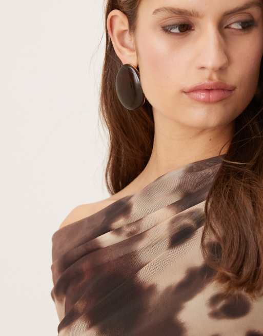 Mango long sleeve asymmetric midi dress in blurred floral print, 2 of 4