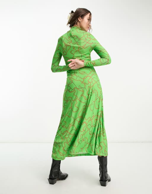 Green chain shop print dress