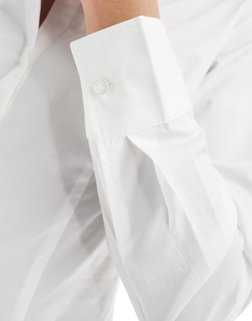 Mango long sleeve fitted shirt in white