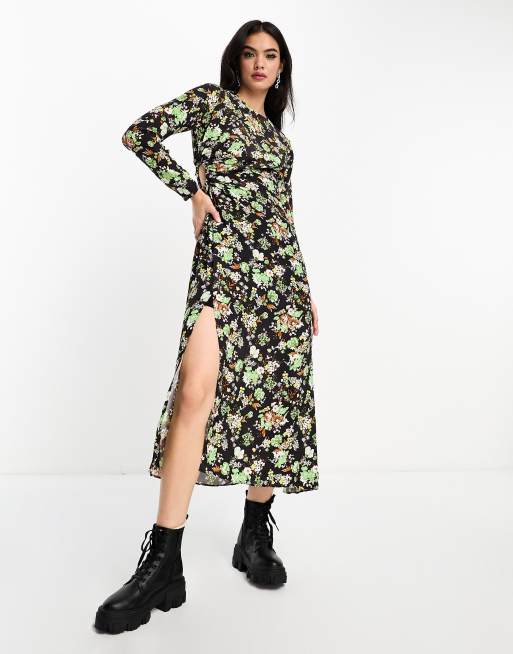 Long flower print outlet dress