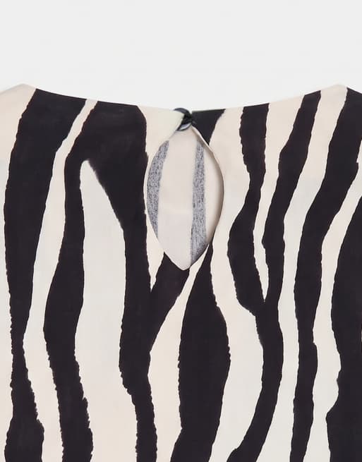 Mango long sleeve mini dress in zebra print , 7 of 8
