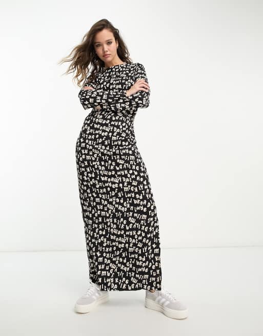 Long dress printed sale