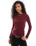 【Raucohouse】Amber button detail long sleeve Riri Scoop Neck Long Sleeve