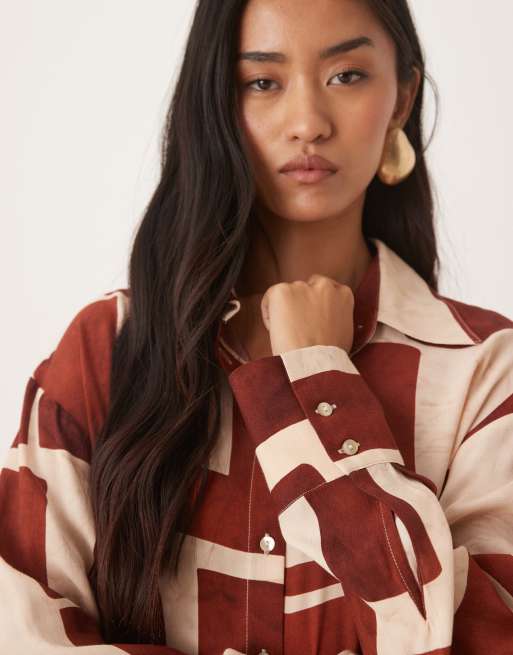 Mango long sleeve shirt co-ord in abstract print, 2 of 4