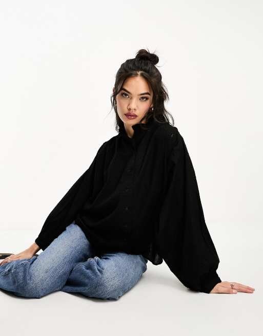 Mango long sleeve shirt in black