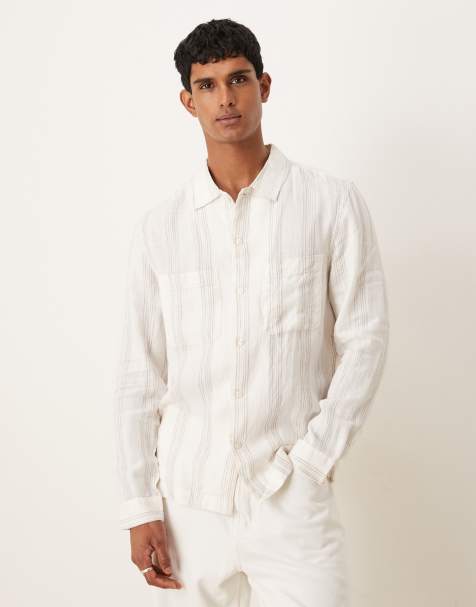 Mango long sleeve shirt in natural stripe - view 1