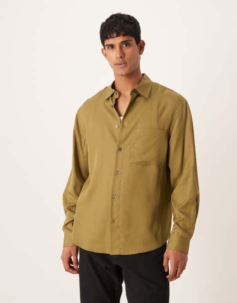 Mango long sleeve shirt in olive green - view 1