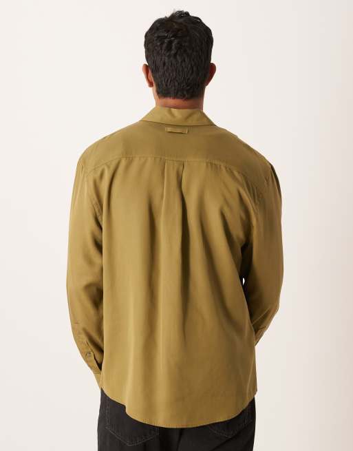 Mango long sleeve shirt in olive green, 3 of 5