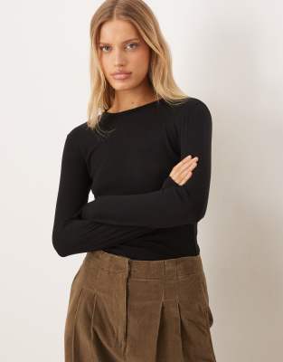 Mango Long Sleeve T-shirt In Black