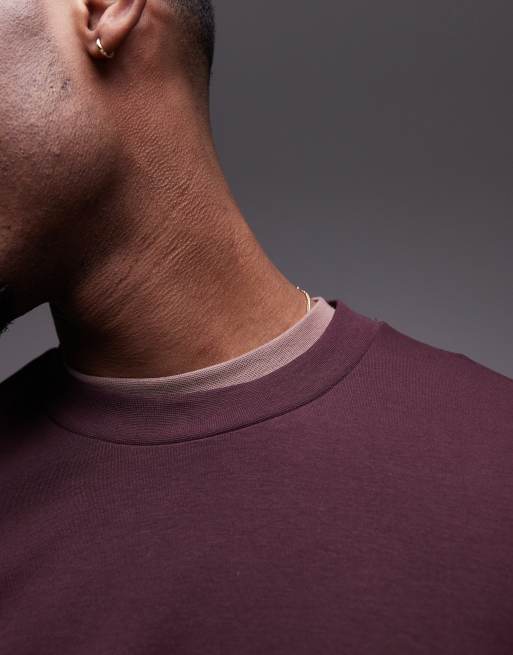 Mango long sleeve t-shirt in burgundy