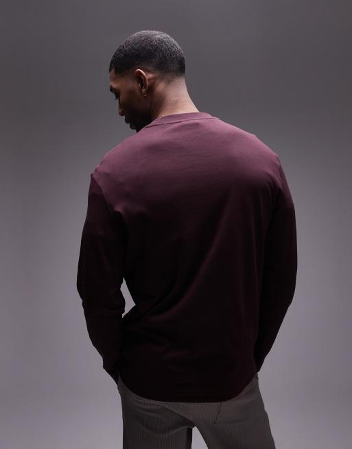 Mango long sleeve t-shirt in burgundy