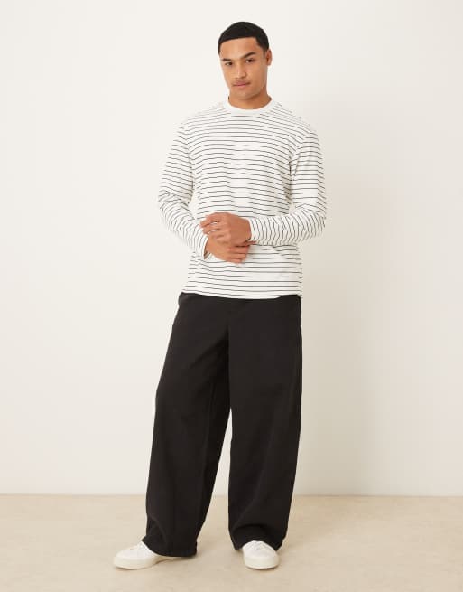 Mango long sleeve t-shirt in cream stripe, 2 of 5