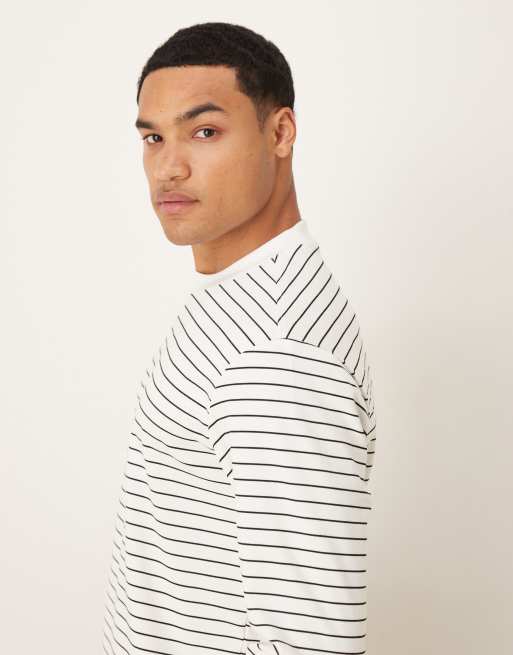 Mango long sleeve t-shirt in cream stripe, 4 of 5