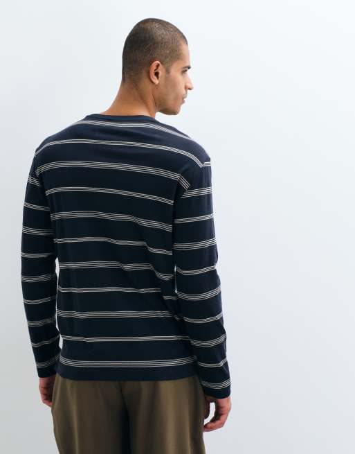Mango long sleeve t-shirt in navy stripe, 3 of 5