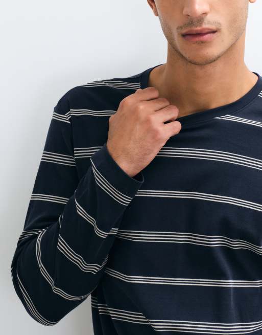 Mango long sleeve t-shirt in navy stripe, 4 of 5