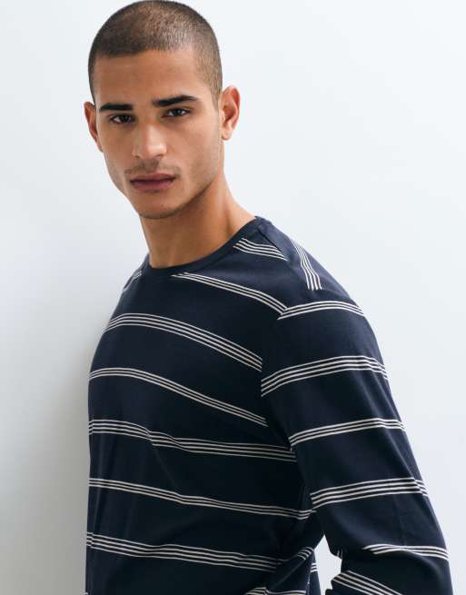 Mango long sleeve t-shirt in navy stripe, 5 of 5