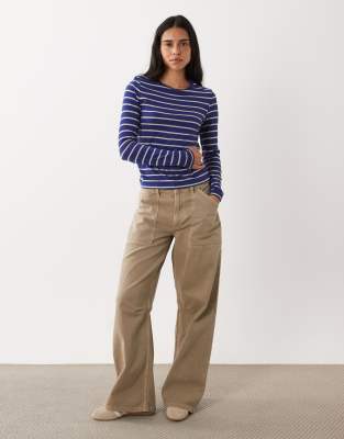 Mango Long Sleeve Top In Blue