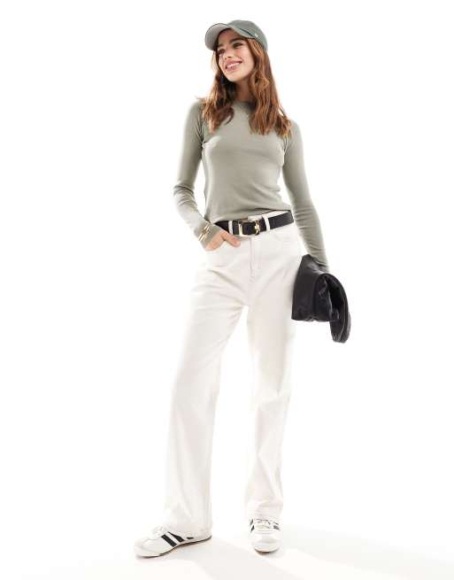 Mango long sleeve top in sage green
