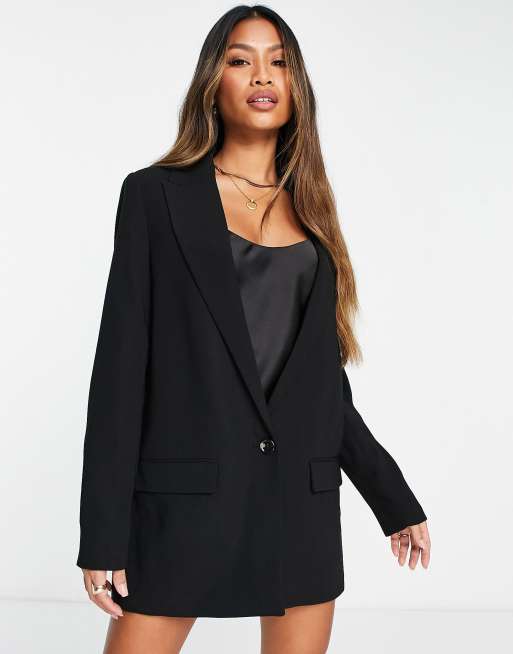 Mango longline blazer in black