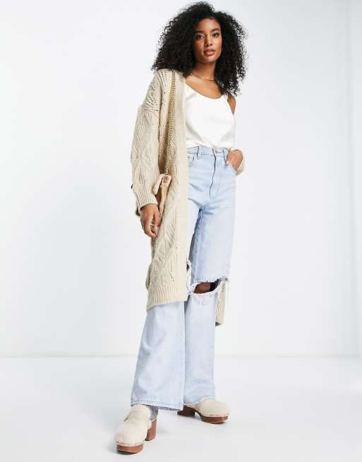 Mango longline cardigan in beige