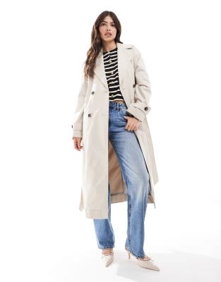 Mango Longline Core Trench Coat In Light Beige-neutral