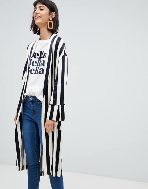 Striped on sale duster jacket