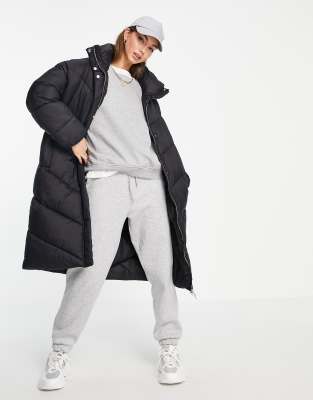 Mango longline padded puffer coat in black - ASOS Price Checker