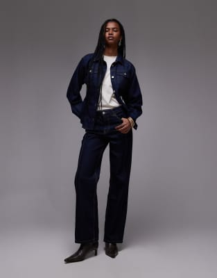 longline seam front jeans in indigo blue