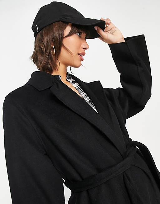 Women Mango longline tailored coat in black 