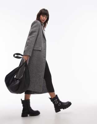 Mango Longline Wool Coat In Gray