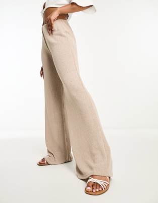 Mango Loose Fit Flare Pants In Beige-neutral