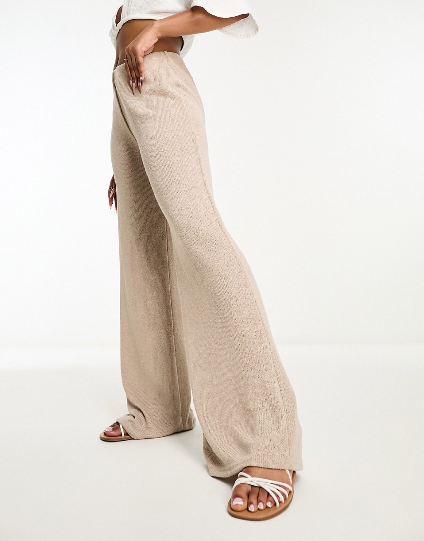 Mango loose fit flare trousers in beige-Neutral