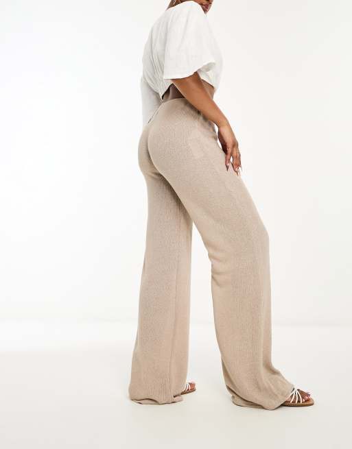 Mango loose fit flare trousers in beige