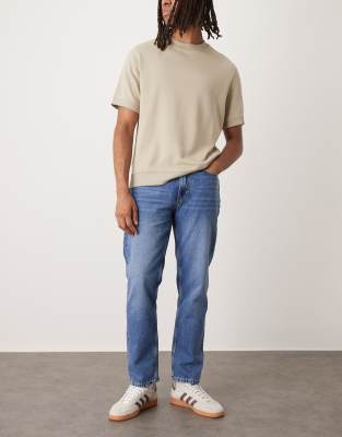 Mango Mango Lori cotton straight jean in mid blue