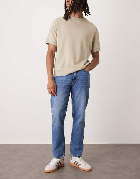Mango Lori cotton straight jean in mid blue - view 1