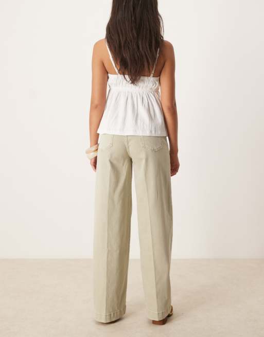 Mango - Losse jeans met rechte pijpen in kaki met wassing, 3 van 5