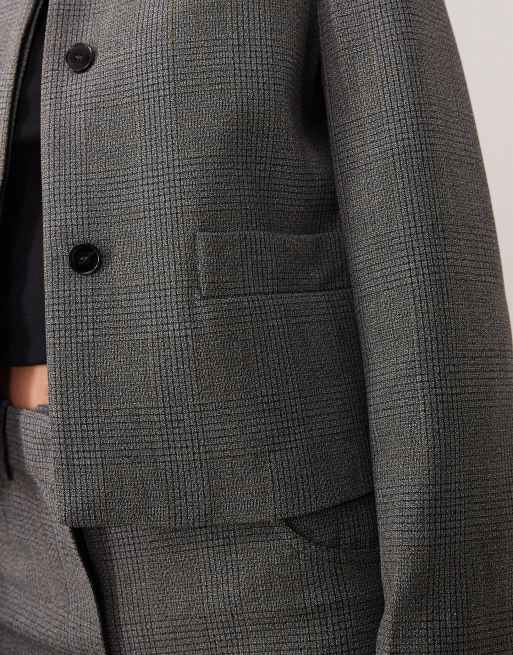 Mango Louis - Blazer senza colletto grigio a quadri in coordinato, 3 di 4